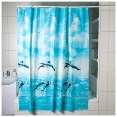 Штора для ванной Доляна Дельфины 180x180 4479830 дельфины