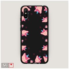Чехол силиконовый Матовый Xiaomi Redmi 9A Рамка из розовых единорогов Case Place