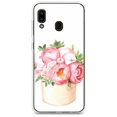 Силиконовый чехол "Коробка с пионами" на Samsung Galaxy A20 / Самсунг Галакси А20 Case Place