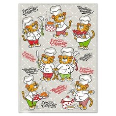 Полотенце Тигр поварята 45х60 см, лен 50%, хлопок 50%, 160г/м2 7162623 Гранд Стиль