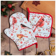 Набор кух. "Winter birds" варежка-прихватка 20х28см, прихватка 19х19см,100%хл 6535956 Этель