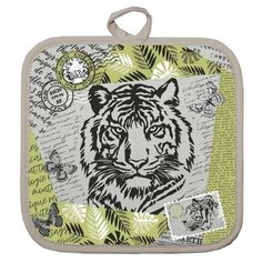 Прихватка Тигр винтаж 18х18 см, лен 50%, хлопок 50%, 160г/м2 7162639 Гранд Стиль