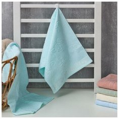 Полотенце махровое Этель "Цветочные мотивы" цв.голубой, 34*72 см, 350 гр/м2, 100% хлопок 6787571