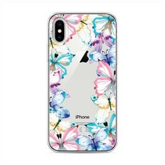 Силиконовый чехол "Рамка из бабочек" на Apple iPhone XS (10S) / Айфон Икс Эс Case Place