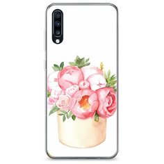 Силиконовый чехол "Коробка с пионами" на Samsung Galaxy A70 / Самсунг Галакси А70 Case Place