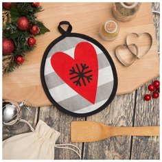 Прихватка "Love snow" 17х17см,100% хл 160 г/м2, рогожка 4209458 Доляна