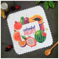 Полотенце микрофибра Доляна "Фруктовая коллекция" 30х30 см, п/э 200 гр/м2 3919553
