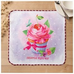 Полотенце микрофибра "Доляна" Любимой мамочке, 30х30 см, п/э 200 гр/м2 3670967