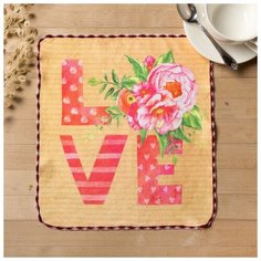 Полотенце микрофибра "Доляна" LOVE, 30х30 см, п/э 200 гр/м2 3670964