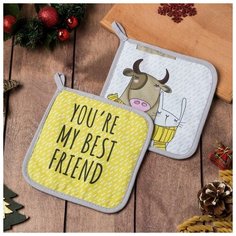 Набор кух."My best friend" прихватка 17х17 - 2шт. 35% хл,65% п/э 5148671 Доляна