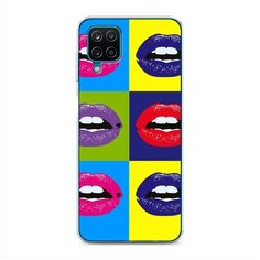 Силиконовый чехол "губы разноцветная помада" на Samsung Galaxy A12 / Самсунг Галакси А12 Case Place