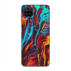 Силиконовый чехол "Желто-голубой флюид" на Samsung Galaxy A12 / Самсунг Галакси А12 Case Place