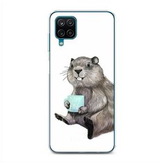Силиконовый чехол "Бобер с кружкой" на Samsung Galaxy A12 / Самсунг Галакси А12 Case Place