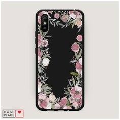 Чехол силиконовый Матовый Xiaomi Redmi 9A Розовая цветочная рамка Case Place