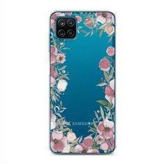 Силиконовый чехол "Розовая цветочная рамка" на Samsung Galaxy A12 / Самсунг Галакси А12 Case Place