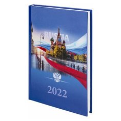 Ежедневник датированный 2022 (145х215 мм), А5, STAFF, ламинированная обложка, "Российский", 113347