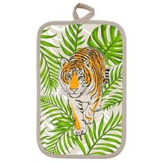 Прихватка Тигр в листьях 14х22 см, беж, хлопок 100%, 200г/м2 7162636 Гранд Стиль