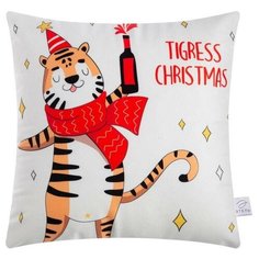 Подушка Этель "Tigress Christmas" 40х40 см, 100% п/э, велюр 7184190