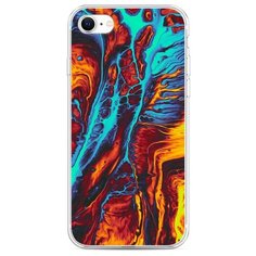 Силиконовый чехол "Желто-голубой флюид" на Apple iPhone SE 2020 / Айфон SE 2020 Case Place