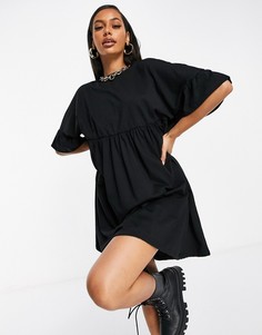 Черное oversized-платье с рукавами-оборками ASOS DESIGN-Черный