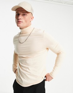 Бежевая водолазка-лонгслив ASOS DESIGN-Светло-бежевый