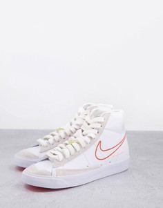 Бело-оранжевые кроссовки Nike Blazer Mid 77 SE S50-Белый