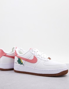 Белые и бордовые кроссовки с цветочной вышивкой Nike Blazer Mid 1 07 Move To Zero-Белый