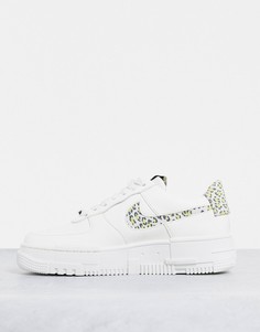 Белые кроссовки с леопардовым принтом Nike Air Force 1 Pixel-Белый