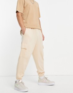 Бежевые джоггеры с карманами карго и широкими штанинами из вафельного трикотажа (от комплекта) ASOS DESIGN-Светло-бежевый цвет