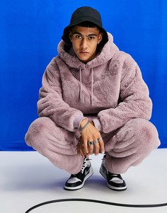 Розовый oversized-худи из искусственного меха от комплекта ASOS DESIGN-Розовый цвет