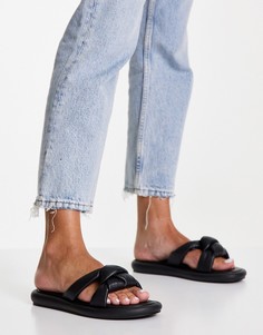 Черные сандалии с формованной стелькой и мягкими ремешками с узлом Topshop Pixie-Черный цвет