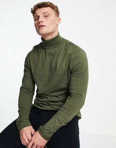 Лонгслив-водолазка цвета хаки ASOS DESIGN-Зеленый цвет