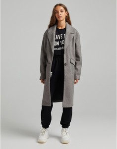 Классическое серое пальто Bershka-Серый