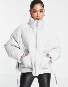 Укороченный пуховик с завязками ASOS EDITION-Голубой