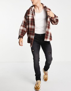 Выбеленные черные зауженные джинсы с потертостями Jack & Jones Intelligence Liam-Черный цвет