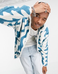 Плюшевая oversized-куртка с зигзагообразным принтом ASOS DESIGN-Разноцветный