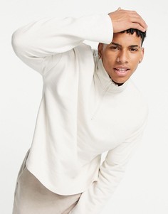 Свободный свитшот кремового цвета в стиле oversized с короткой застежкой-молнией ASOS DESIGN-Серый