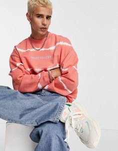 Оранжевый oversized-свитшот с эффектом тай-дай и текстовым принтом ASOS DESIGN-Оранжевый цвет