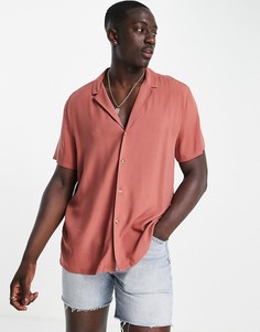 Свободная рубашка из вискозы кирпичного оттенка с отложным воротником ASOS DESIGN-Красный