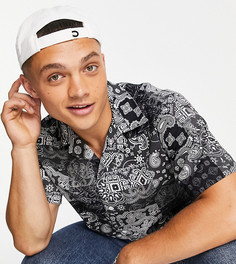 Черная рубашка в стиле oversized с отложным воротником и принтом банданы Selected Homme – эксклюзивно для ASOS-Черный цвет