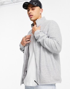 Флисовая спортивная куртка цвета серый меланж ASOS DESIGN