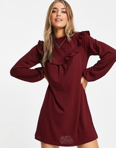 Свободное платье винного цвета с оборками Miss Selfridge-Красный