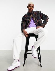 Флисовая oversized-рубашка в клетку в стиле 90-х ASOS DESIGN-Черный цвет