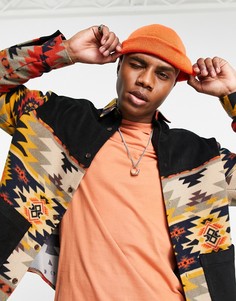 Флисовая oversized-рубашка с ацтекским принтом в стиле 90-х ASOS DESIGN-Оранжевый цвет