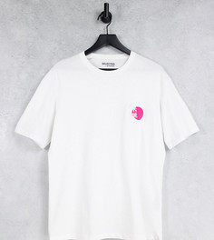 Белая oversized-футболка с вышивкой пальмы из смесового хлопка Selected Homme – эксклюзивно для ASOS-Белый