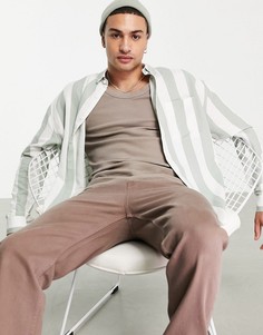 Oversized-рубашка из ткани под лен в полоску в стиле 90-х ASOS DESIGN-Зеленый цвет