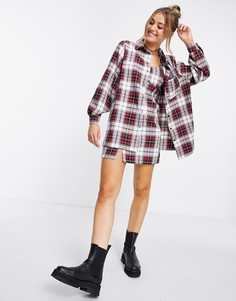Красная рубашка в клетку на пуговицах Miss Selfridge-Красный
