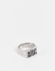 Кольцо-печатка с надписью "Faith" цвета черненого серебра ASOS DESIGN-Серебряный