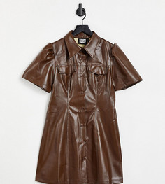 Шоколадное платье из искусственной кожи Reclaimed Vintage Inspired-Коричневый цвет