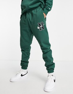 Зеленые джоггеры из плотного трикотажа с манжетами и логотипом Nike Retro-Зеленый цвет